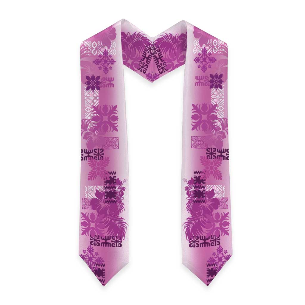Hawaiian Quilt Graduation Stole Vintage Pattern Pink