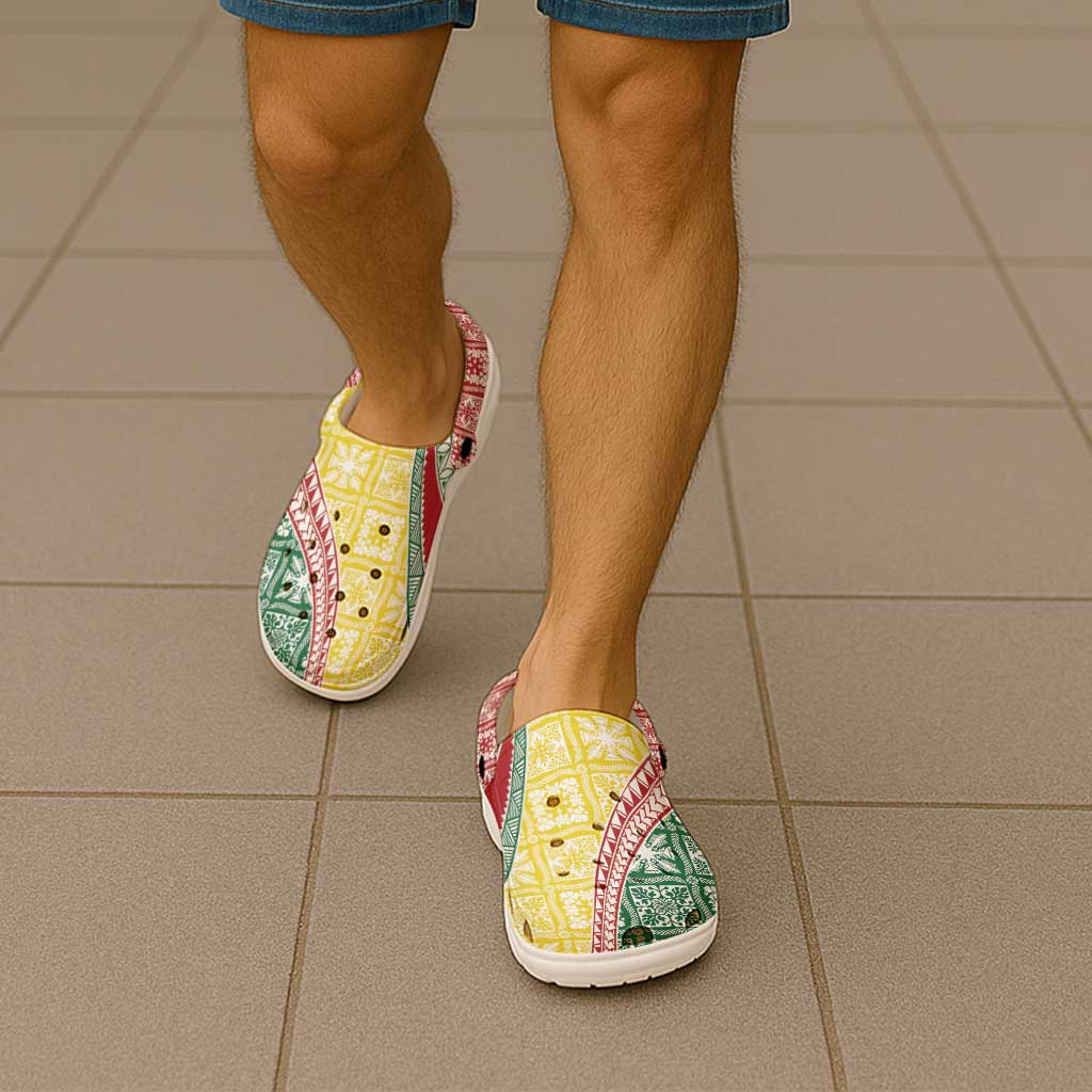 Hawaiian Quilt Pattern Clogs Shoes Special Color Mixed - Polynesian Pride