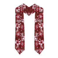 Hawaiian Quilt Pattern Graduation Stole Hibiscus and Tribal Element Vintage Red Vibe
