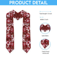 Hawaiian Quilt Pattern Graduation Stole Hibiscus and Tribal Element Vintage Red Vibe