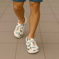 Hawaiian Quilts Clogs Shoes Tropical Fruits and Plants
