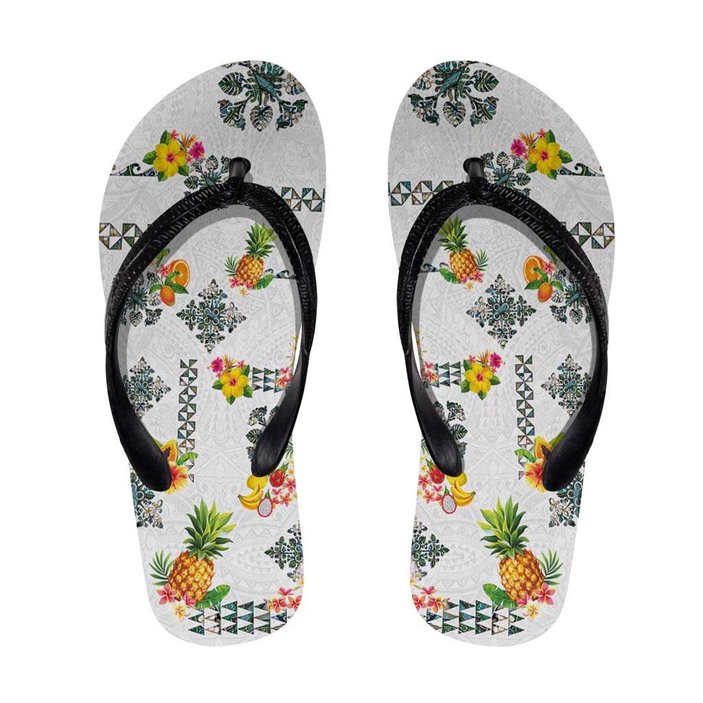 Hawaiian Quilts Flip Flops Tropical Fruits and Plants