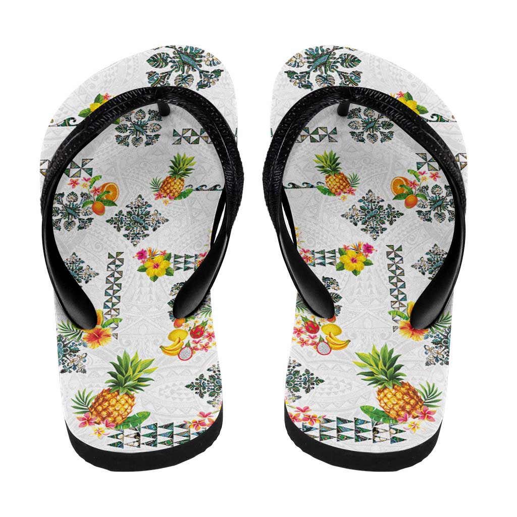 Hawaiian Quilts Flip Flops Tropical Fruits and Plants