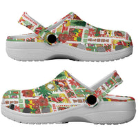 Hawaiian Santa Christmas Pattern Clogs Shoes White Version - Polynesian Pride