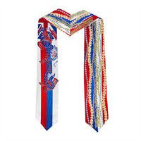 Hawaiian Sea Animals Graduation Stole with Lei and Flag Style