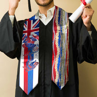 Hawaiian Sea Animals Graduation Stole with Lei and Flag Style
