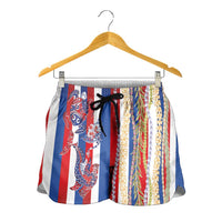 Hawaiian Sea Animals Shorts for Women with Lei and Flag Style LT03 - Polynesian Pride