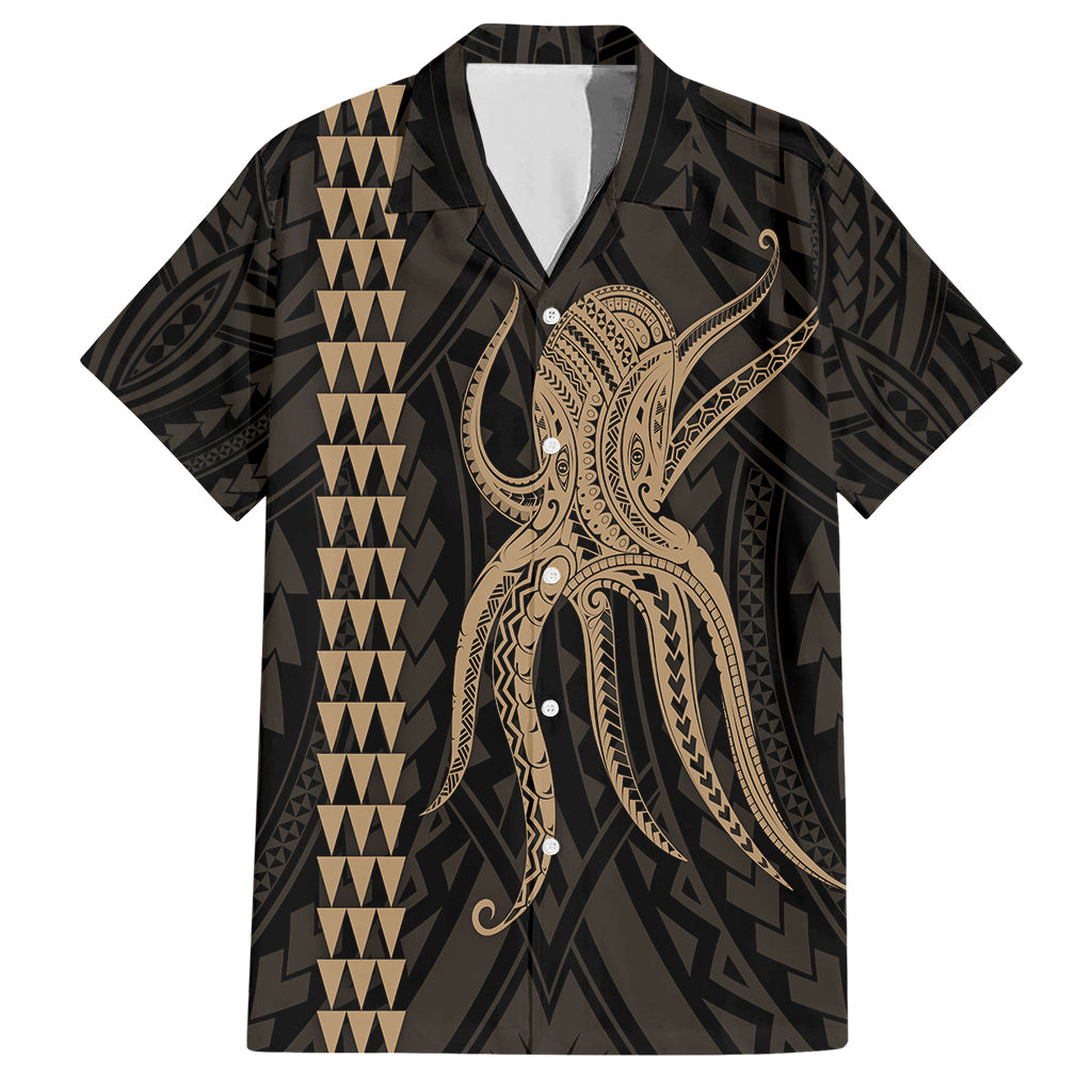 Hawaii Octopus KaKau Polynesian Hawaiian Shirt - Gold - AH