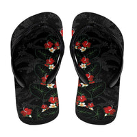 Hawaiian Taro Leaves-Hibiscus and Plumeria Flip Flops Floral Tribal Tattoo Motif
