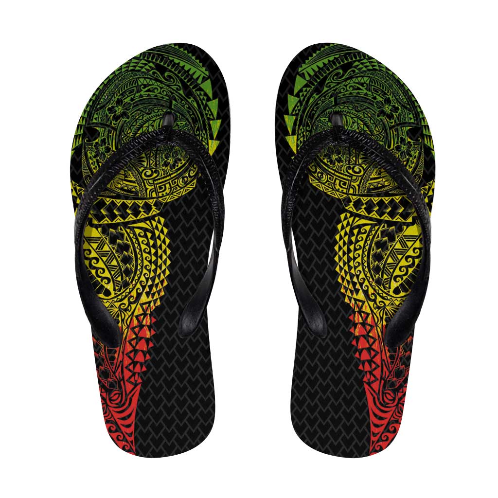 Hawaiian Traditional Tattoos Flip Flops Kakau Tribal Tropical Plant Motif Kanaka Maoli Flag Color Inspired