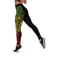 Hawaiian Traditional Tattoos Leggings Kakau Tribal Tropical Plant Motif Kanaka Maoli Flag Color Inspired