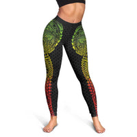 Hawaiian Traditional Tattoos Leggings Kakau Tribal Tropical Plant Motif Kanaka Maoli Flag Color Inspired