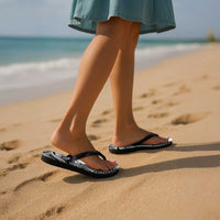 Hawaiian Tribal Manta Ray Flip Flops Kakau Tattoo and Polynesian Art Motif Pattern