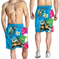 Hawaiian Tropical Flower Honu Shorts for Men Under The Blue Water - Polynesian Pride