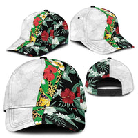 Hawaiian Tropical Flowers and Leaves Classic Cap Leopard Pattern Half White Black Version LT03