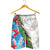 Hawaiian Tropical Flowers and Leaves Shorts for Men Leopard Pattern Half White Blue Version - Polynesian Pride