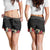 Hawaiian Tropical Flowers and Tribal Polynesian Tattoo Shorts for Women Black Color - Polynesian Pride