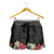 Hawaiian Tropical Flowers and Tribal Polynesian Tattoo Shorts for Women Black Color - Polynesian Pride