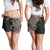 Hawaiian Tropical Plants and Chameleon Shorts for Women Polynesian Art Grayscale - Polynesian Pride