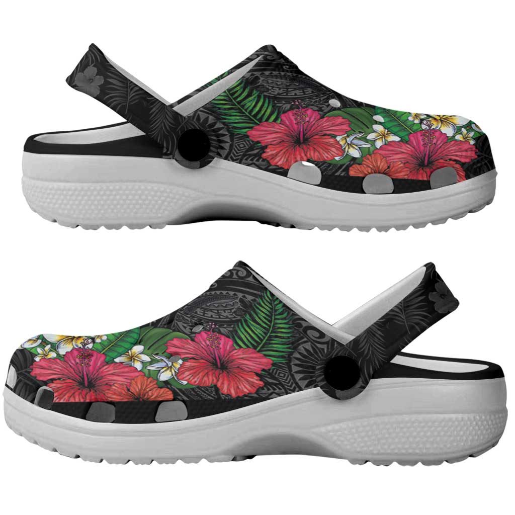 Hawaiian Tropical Plants and Turtles Clogs Shoes Polynesian Art Motifs