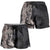 Hawaiian Tropical Plants Turtle and Shark Shorts for Women Polynesian Art Tattoo Grayscale Color - Polynesian Pride