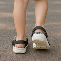 Hawaiian Turtle and Shark Clogs Shoes Kakau Tribal with Polynesian Pattern Black Color
