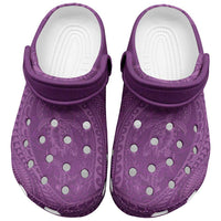 Hawaiian Turtle and Shark Clogs Shoes Kakau Tribal with Polynesian Pattern Pink Color
