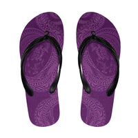 Hawaiian Turtle and Shark Flip Flops Kakau Tribal with Polynesian Pattern Pink Color
