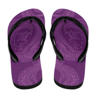 Hawaiian Turtle and Shark Flip Flops Kakau Tribal with Polynesian Pattern Pink Color