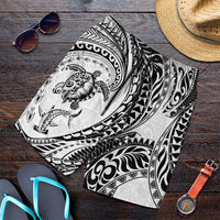 Hawaiian Turtle and Shark Shorts for Men Kakau Tribal with Polynesian Pattern White Color