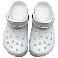 Hawaiian Turtles and Leis Clogs Shoes Tribal Kakau Pattern Airy White Blue Cloud Vibe