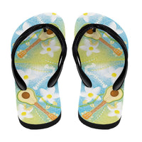 Hawaiian Ukulele Avocado Flip Flops Leis and Polynesian Pattern