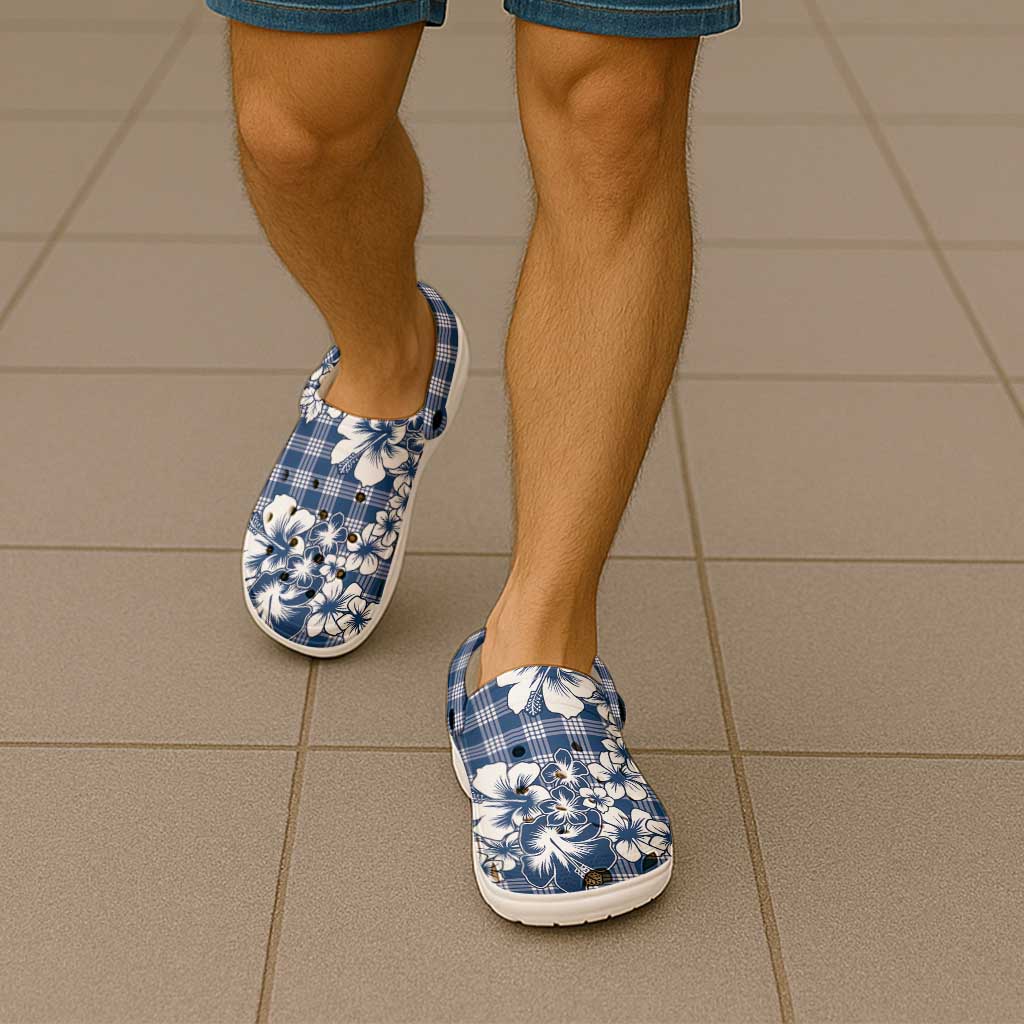 Hibiscus Pakala Cobalt Blue Royal Clogs Shoes Tropical Floral Stylized - Polynesian Pride