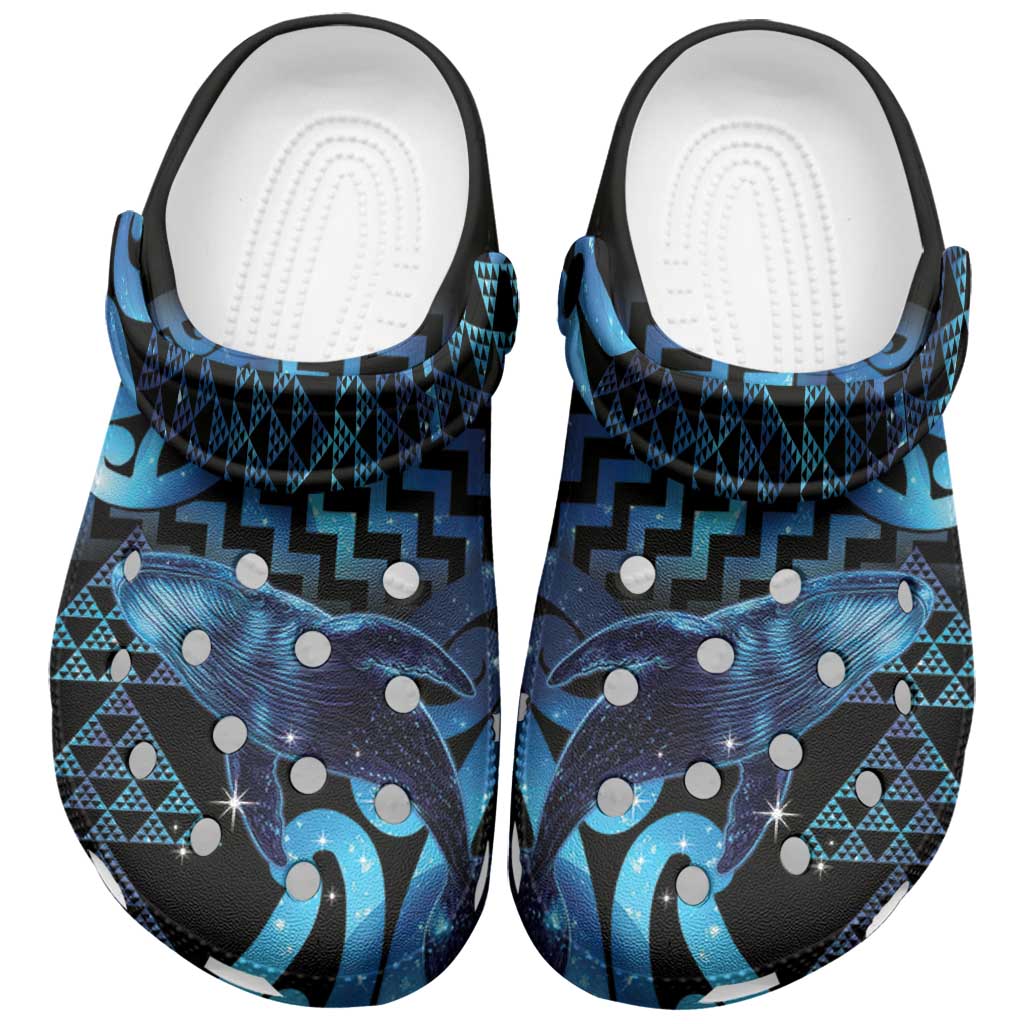 Humpback Whale Matariki New Zealand Clogs Shoes NZ Maori Paikea Poutama Luxury Blue LT14 Blue - Polynesian Pride