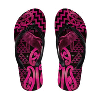 Humpback Whale Matariki New Zealand Flip Flops NZ Maori Paikea Poutama Luxury Pink LT14 Pink - Polynesian Pride