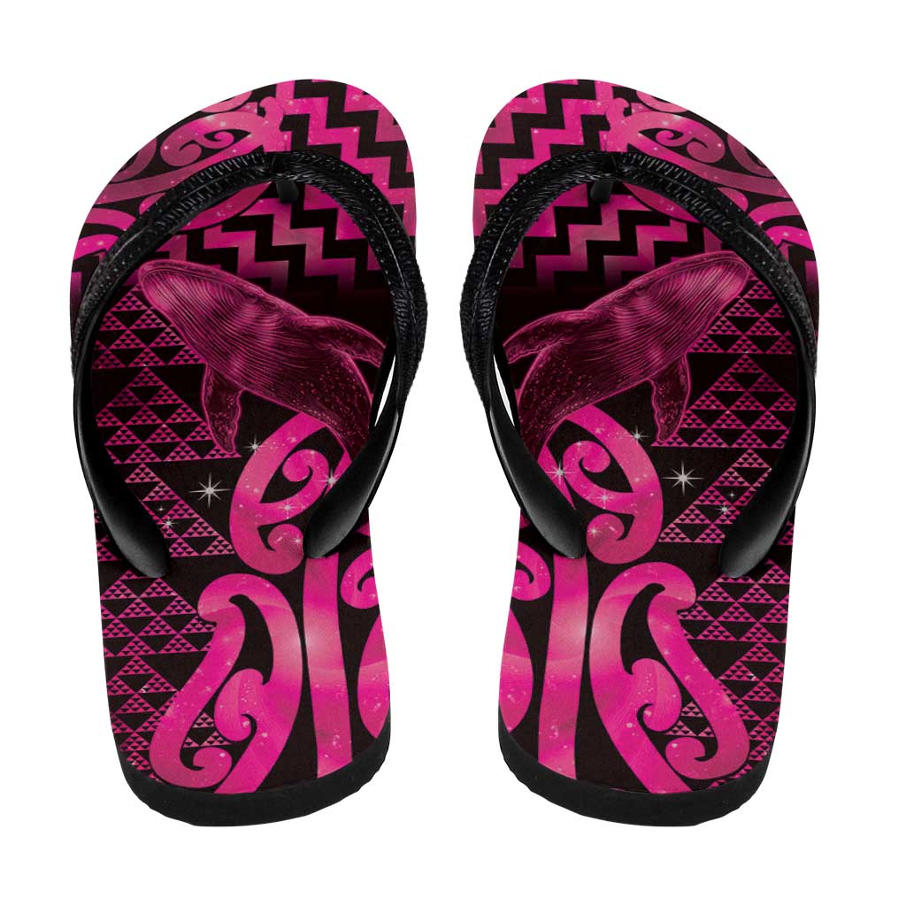 Humpback Whale Matariki New Zealand Flip Flops NZ Maori Paikea Poutama Luxury Pink LT14 - Polynesian Pride