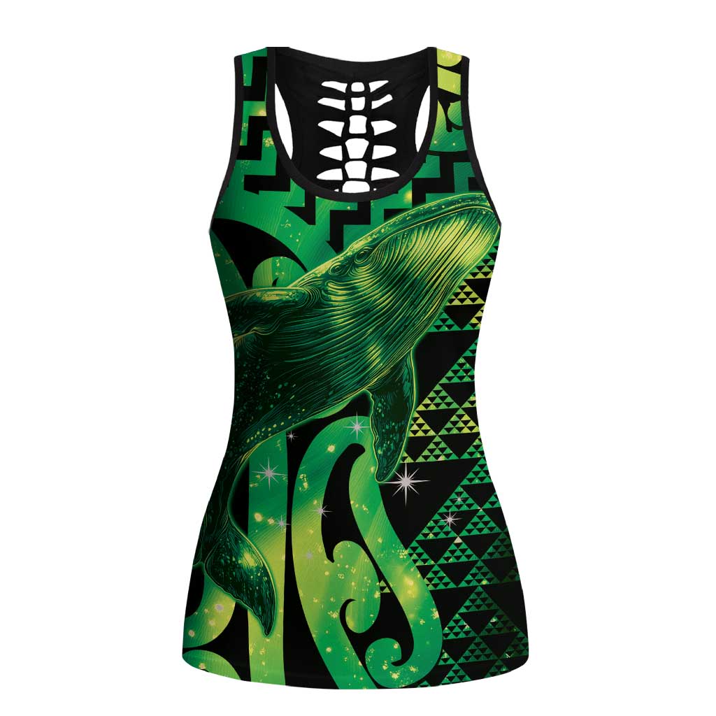 Humpback Whale Matariki New Zealand Hollow Tank Top NZ Maori Paikea Poutama Luxury Green