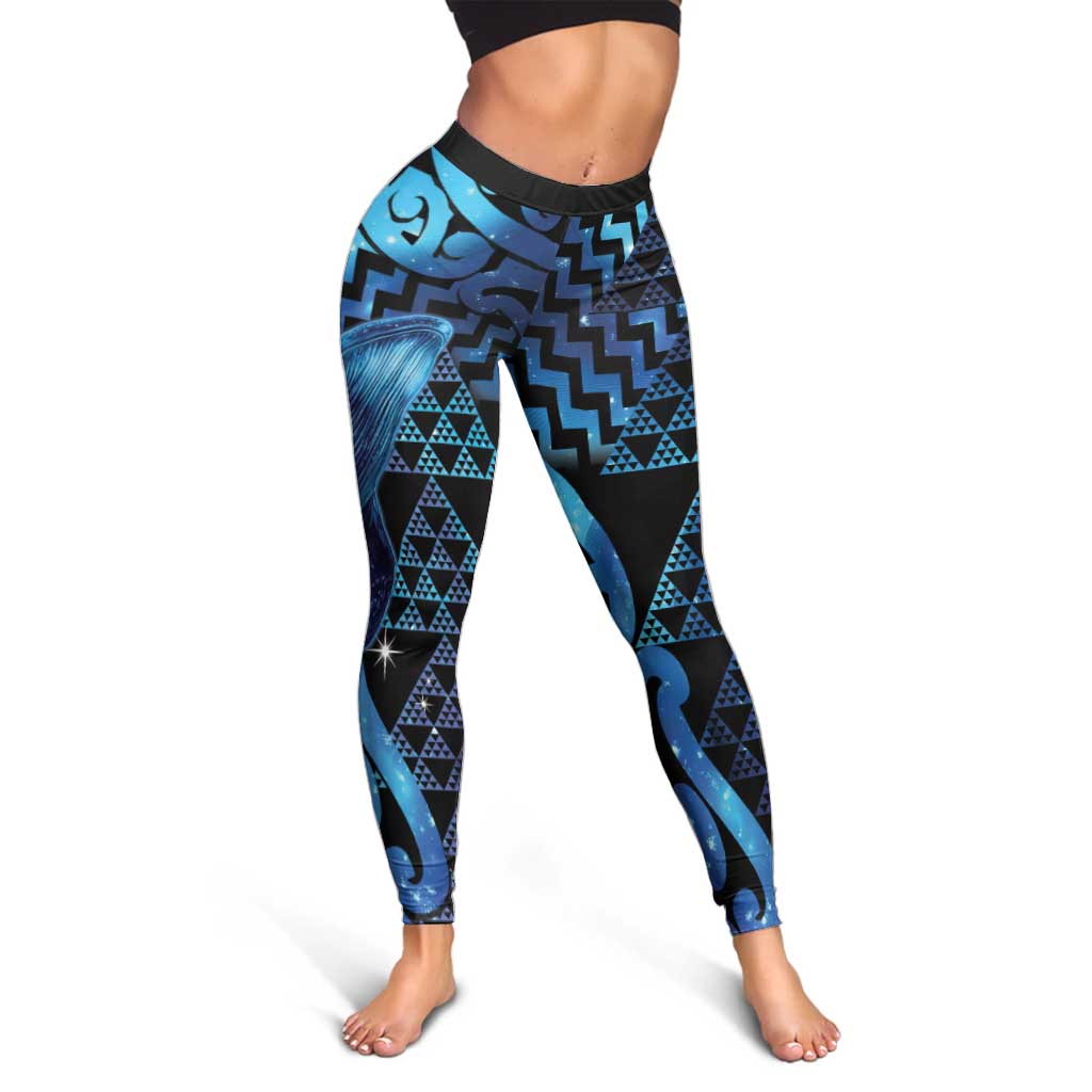 Humpback Whale Matariki New Zealand Leggings NZ Maori Paikea Poutama Luxury Blue LT14 - Polynesian Pride