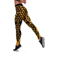 Humpback Whale Matariki New Zealand Leggings NZ Maori Paikea Poutama Luxury Gold LT14 Gold - Polynesian Pride
