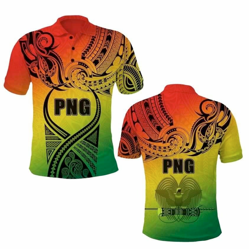 Papua New Guinea Polo Shirt Waves Style Art - Polynesian Pride