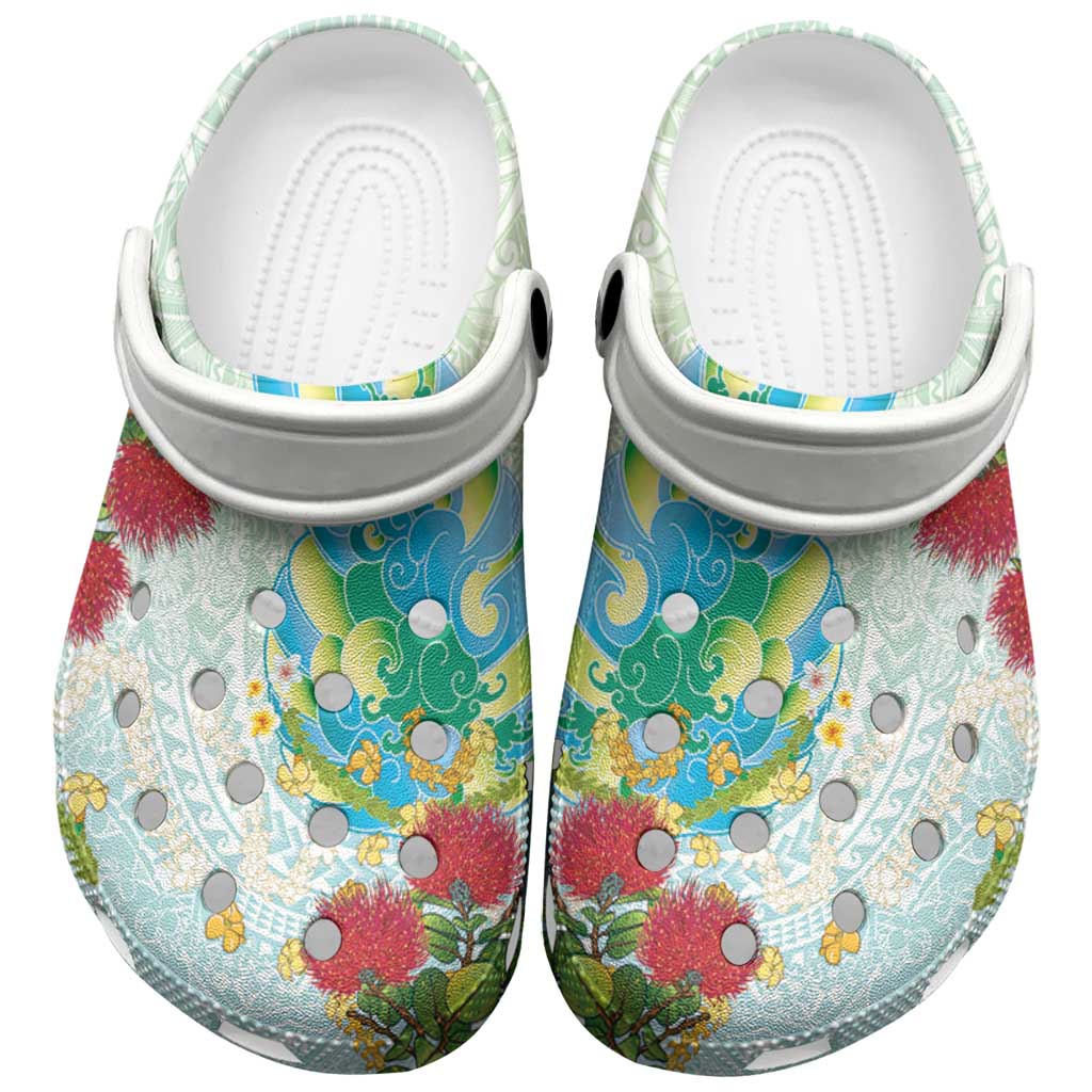 Japanese and Hawaiian Culture Fusion Clogs Shoes Irezumi with Turtles and Lei Kakau Pattern Fresh Vibe