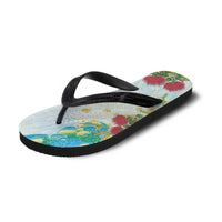 Japanese and Hawaiian Culture Fusion Flip Flops Irezumi with Turtles and Lei Kakau Pattern Fresh Vibe