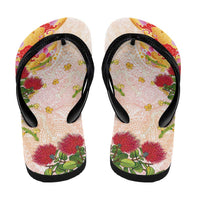 Japanese and Hawaiian Culture Fusion Flip Flops Irezumi with Turtles and Lei Kakau Pattern Sunset Vibe