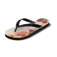 Japanese and Hawaiian Culture Fusion Flip Flops Irezumi with Turtles and Lei Kakau Pattern Sunset Vibe