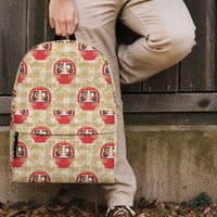 Japanese Daruma Doll Backpack Palaka With Seamless Bamboo Pattern