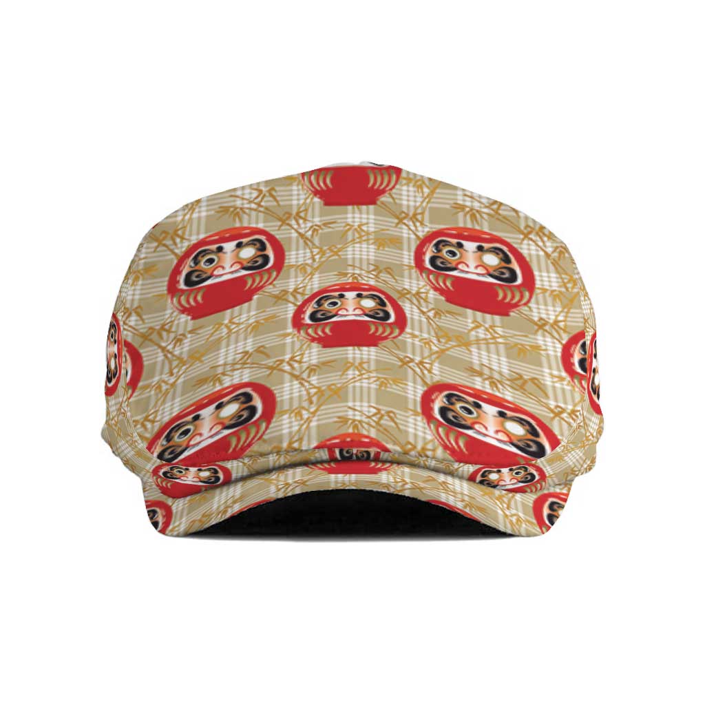 Japanese Daruma Doll Jeff Hat Palaka With Seamless Bamboo Pattern