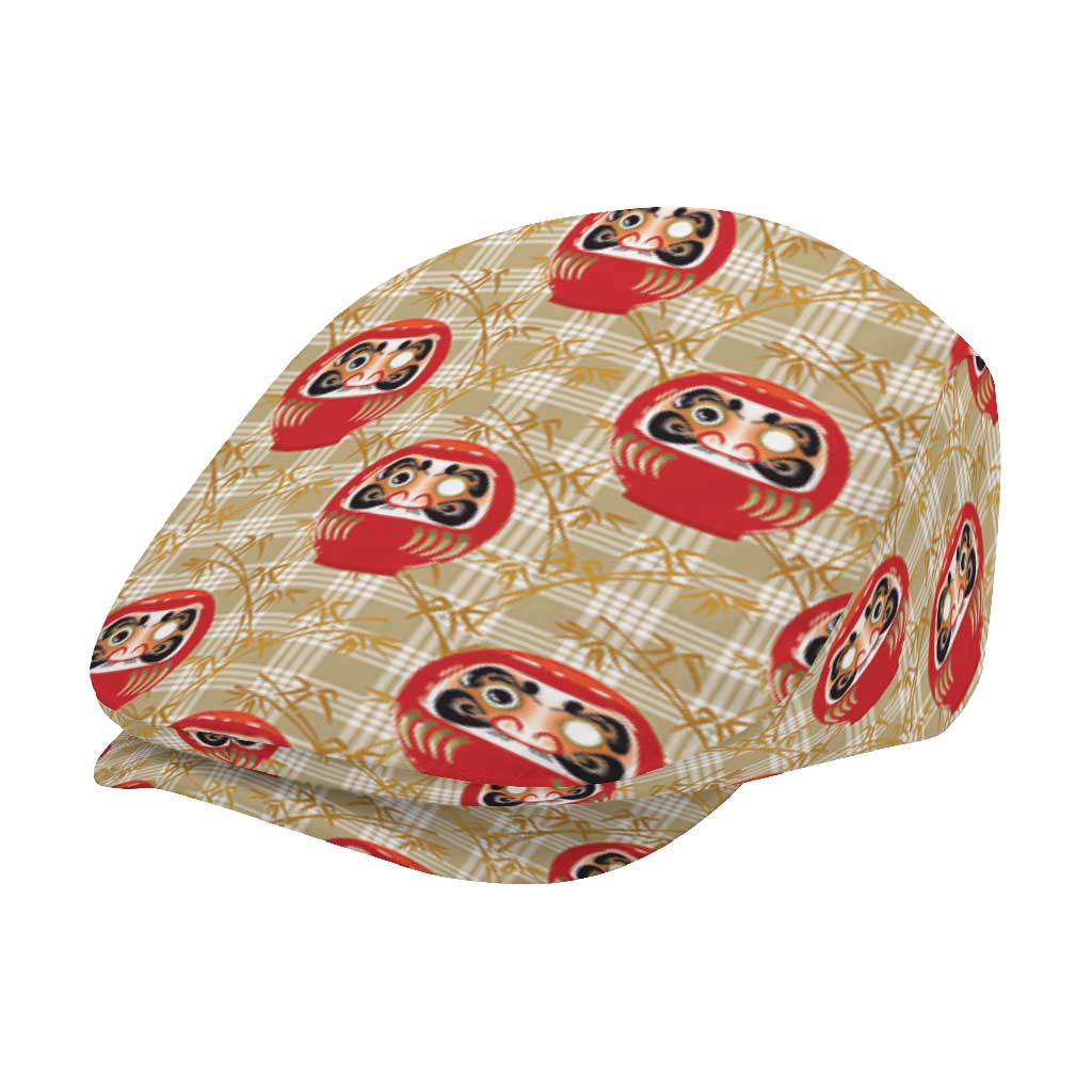 Japanese Daruma Doll Jeff Hat Palaka With Seamless Bamboo Pattern