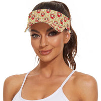 Japanese Daruma Doll Sun Visor Cap Palaka With Seamless Bamboo Pattern
