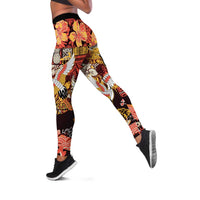 Japanese Hawaiian Crane Leggings Yellow Ochre Tapa Patchwork Pattern LT9 Yellow - Polynesian Pride
