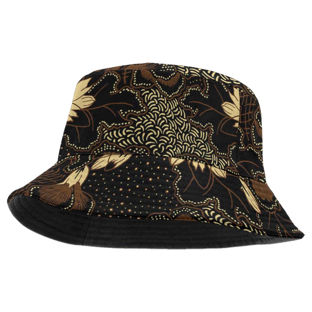 Javanese Batik Semen Bucket Hat Indonesian Traditional Pattern LT01 One Size Black - Polynesian Pride